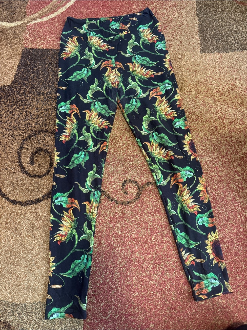 Sunflower floral print leggings